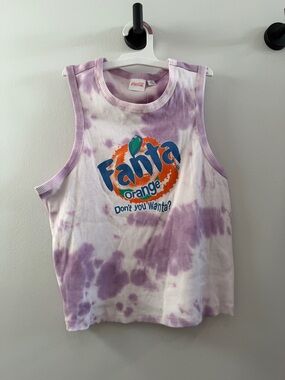 Purple Tie-Dye Fanta Orange Logo Crop Tank